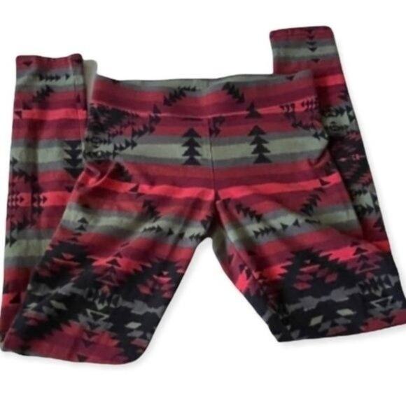 American Eagle Outfitters Aztec Red/Green Hi-Rise Leggings Women's Size Small - Picture 1 of 6